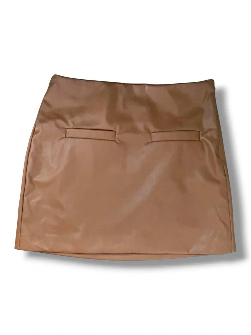 Faux Leather Mini Skirt Brown Vegan Leather Cowgirl Straight Zip NWT A New Day